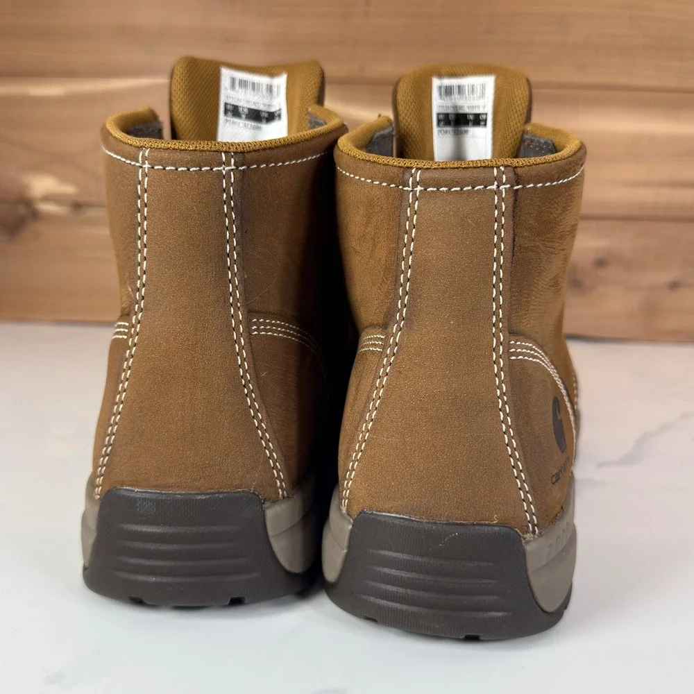 Carhartt Force 4-Inch Lightweight Wedge Work Boots Brown Leather Mens size 9